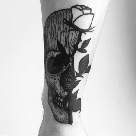 Tattoos - rose skull cover up - 130711